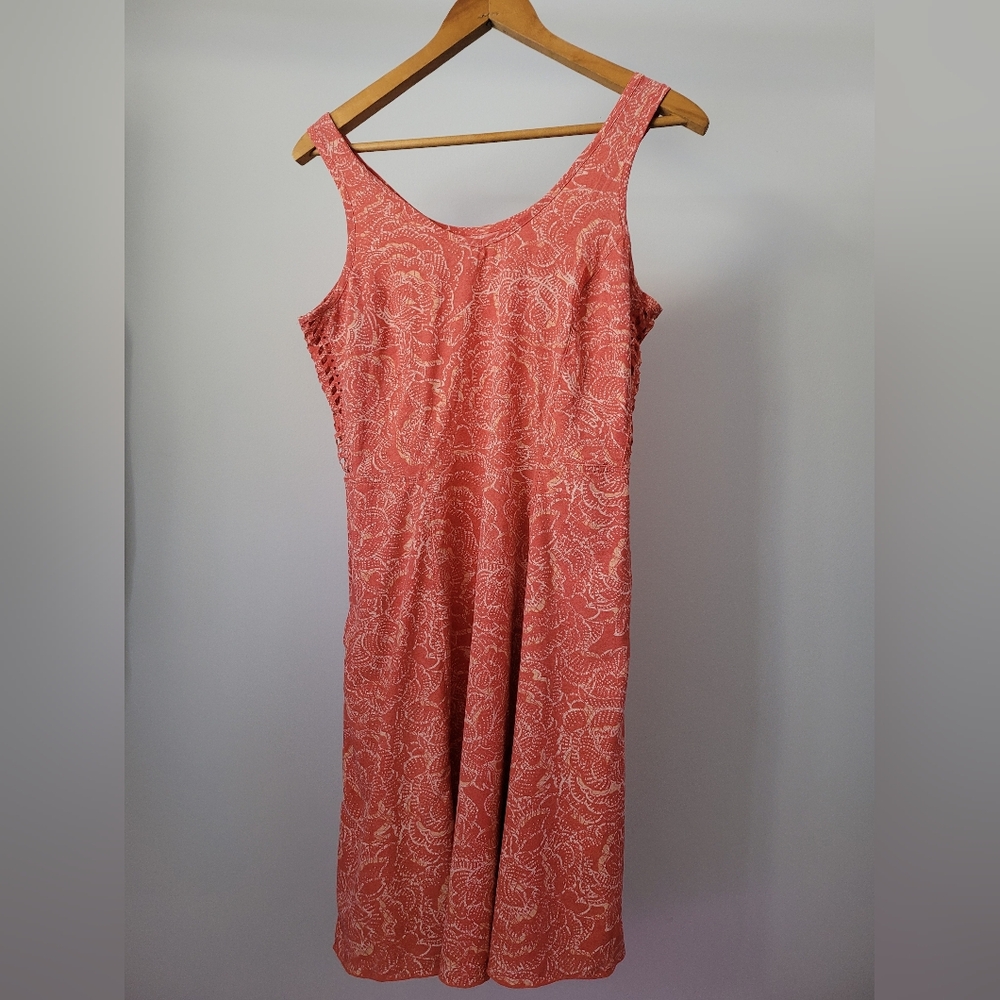 Toad & Co Dress Small Coral Print | Stretch Tech Fabric | Pockets | Cutout Sides